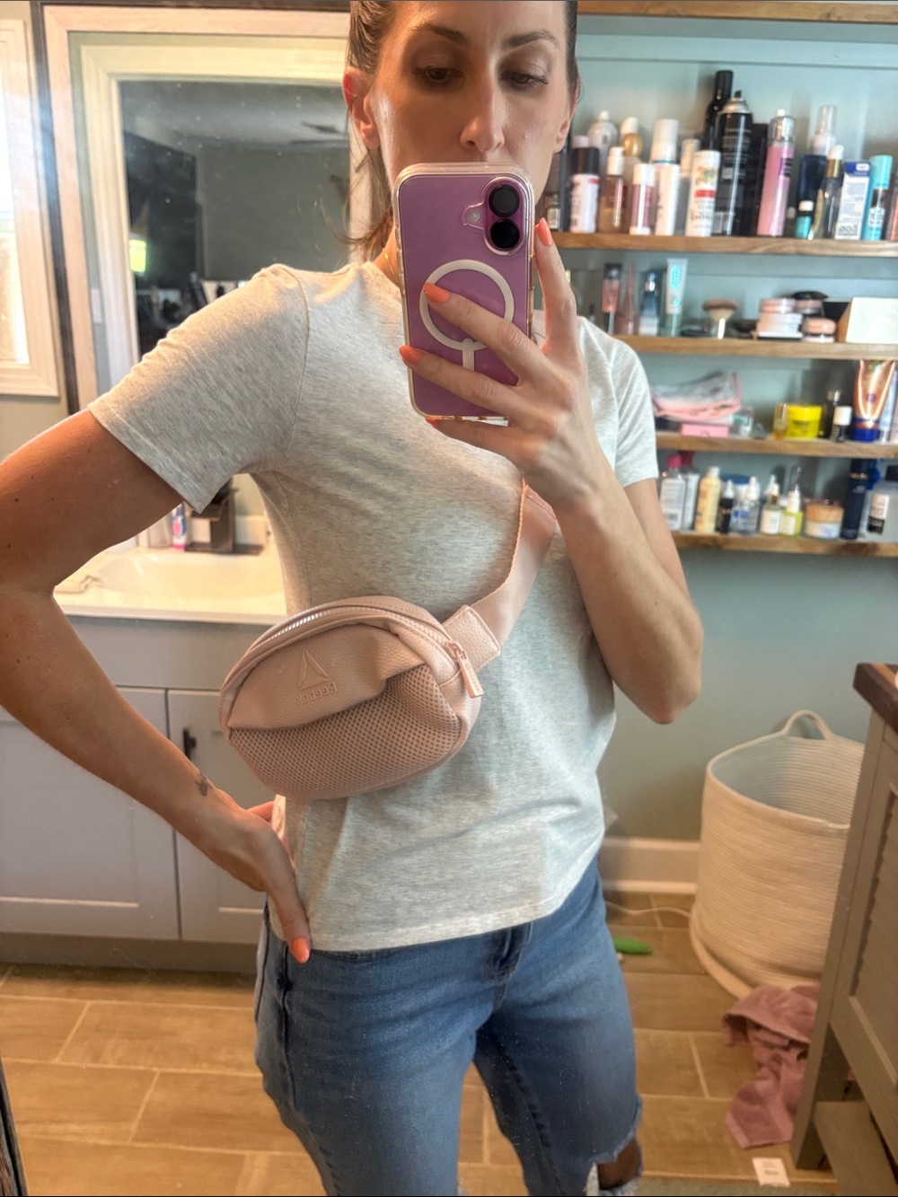 Reebok Pale Pink Crossbody Sling Bag